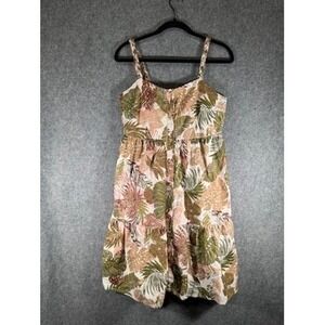 Beach Lunch Lounge Women's S Tropical Leaf Print Sleeveless‎ Dress Casual Summer